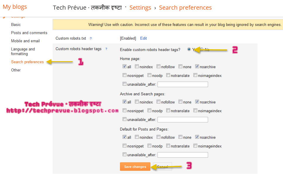 Custom Robots Header Tags