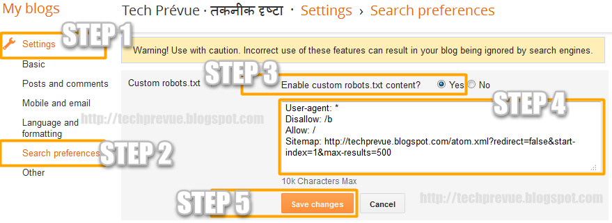 Manage Blogger Custom robots.txt