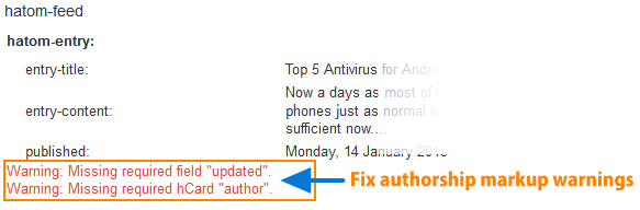 Fix authorship markup warnings