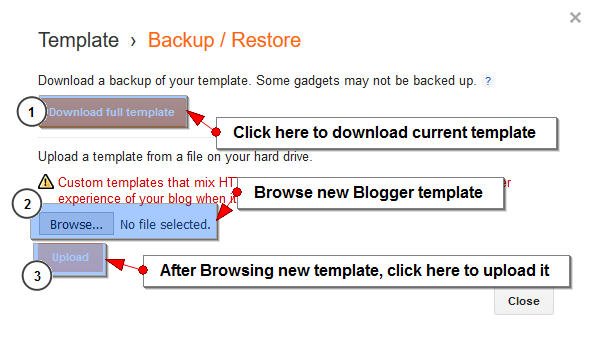 How to backup Blogger template and restore it