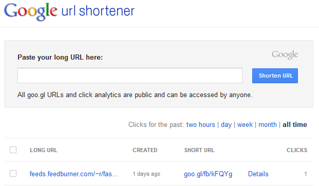 Google url shortener