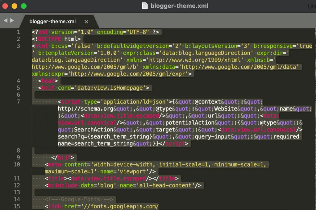 New Blogger theme xml file