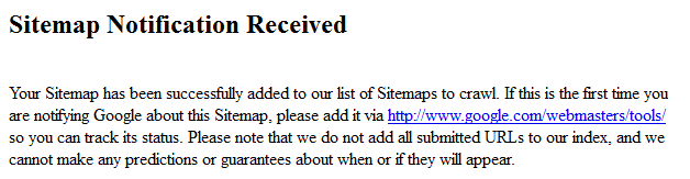 sitemap ping successful