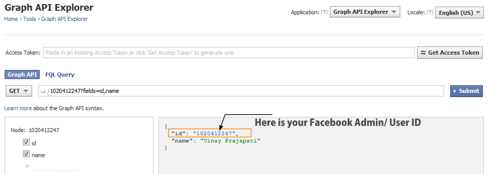 Get Facebook Admin ID Using Explorer Tool