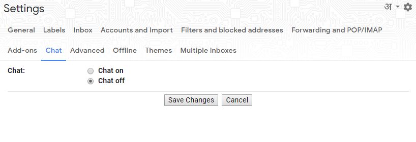 Option to turn off chat in Gmail