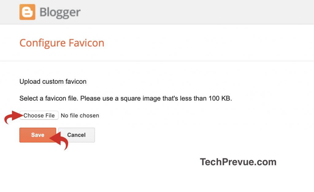 Upload custom favicon blogspot