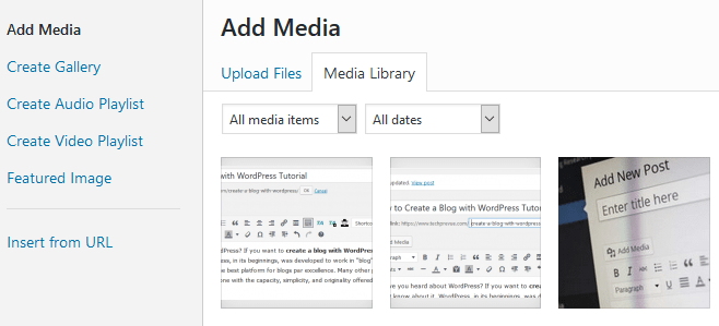 WordPress add media