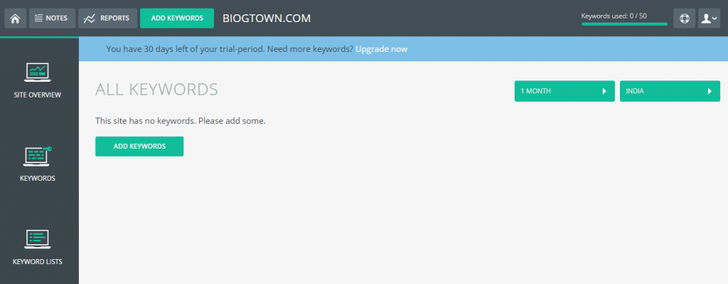 tinyranker reports keywords