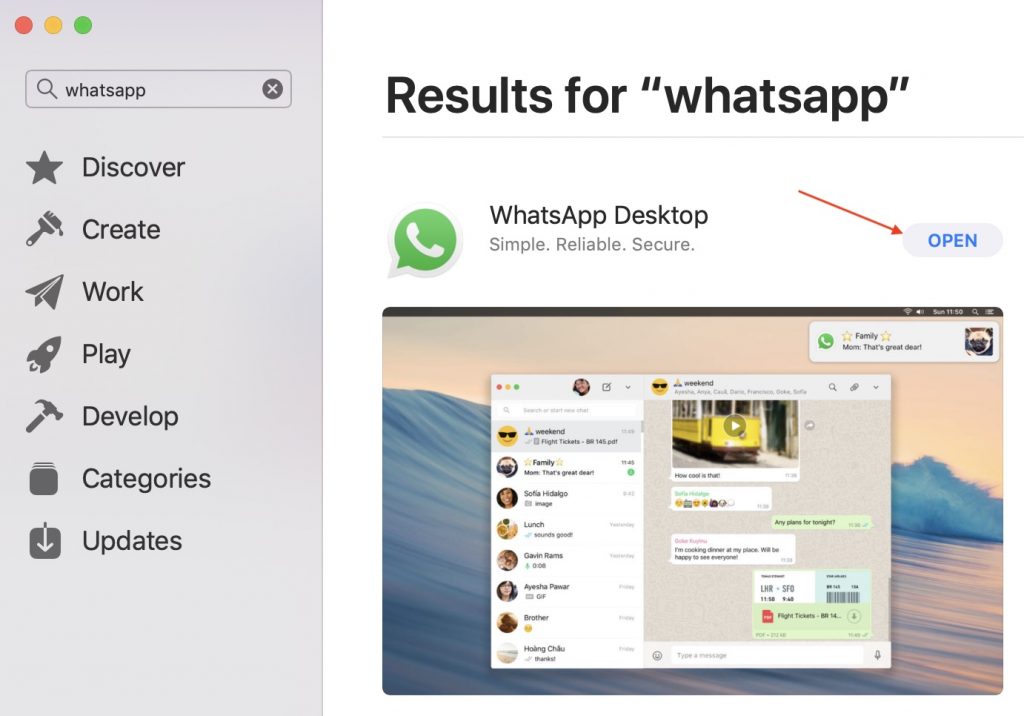 Launch WhatsApp Desktop on Mac