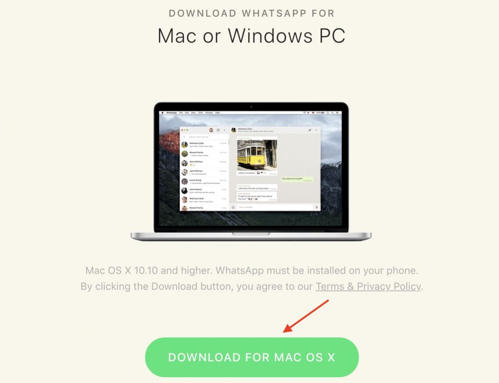Download WhatsApp Desktop for Mac from Official website