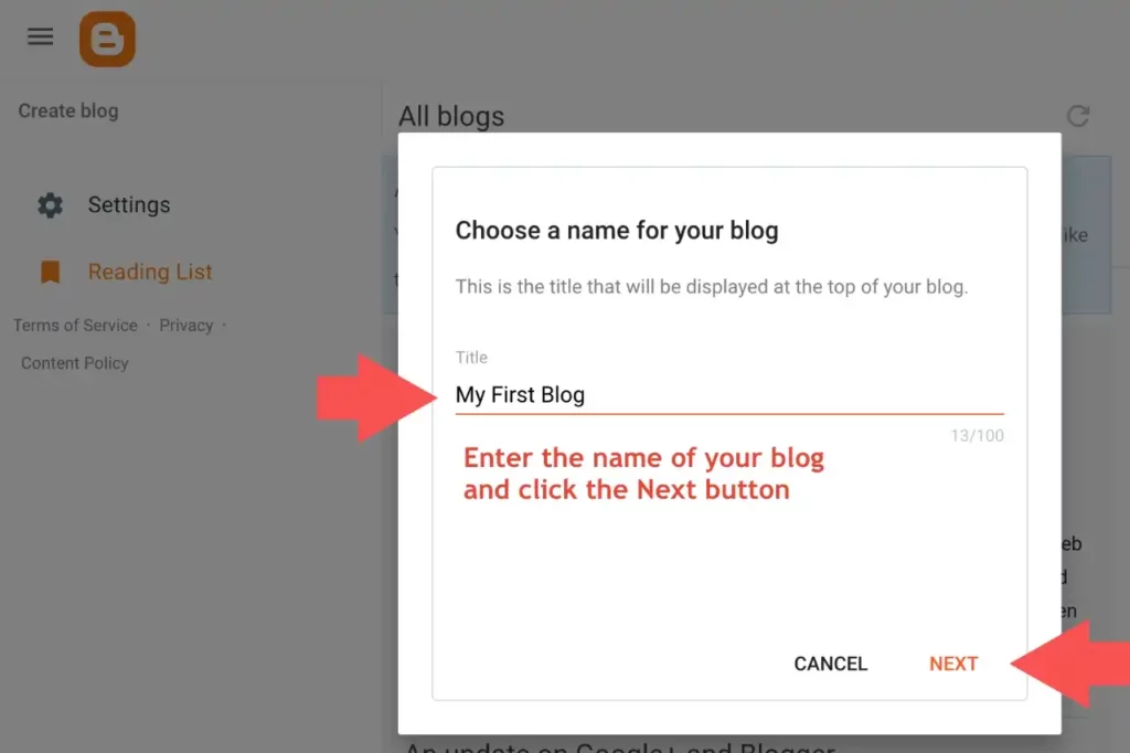 Choose a name for your blog