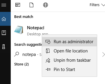 Notepad Run as administrator