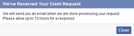 Facebook received claim request