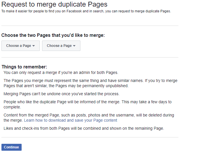 Request to merge Facebook page