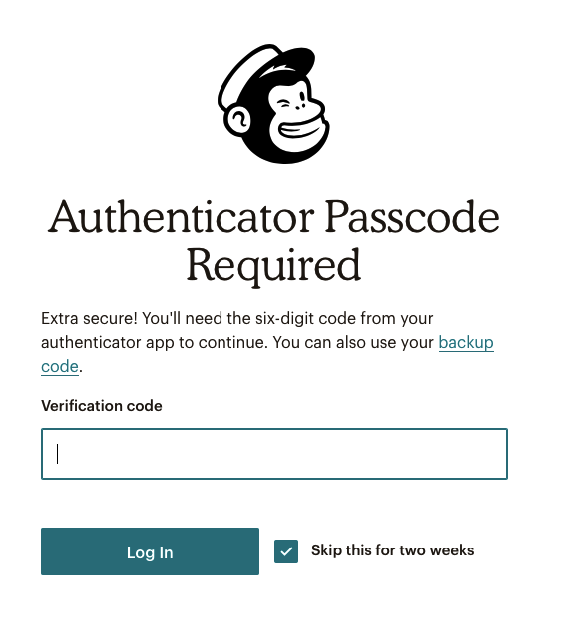 MailChimp Passcode Required