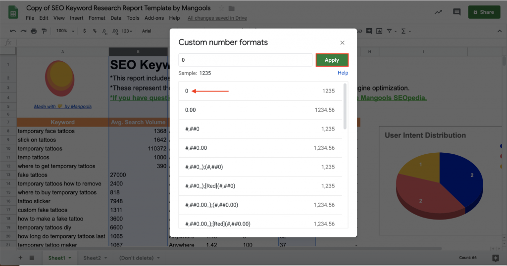 KWFinder copy, paste and format the data in the report