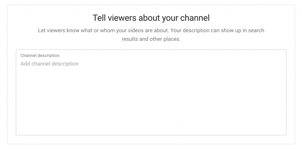 Add a YouTube channel description