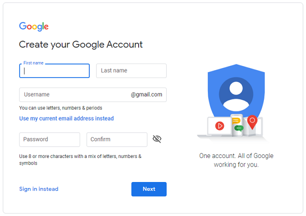 Create your Google account