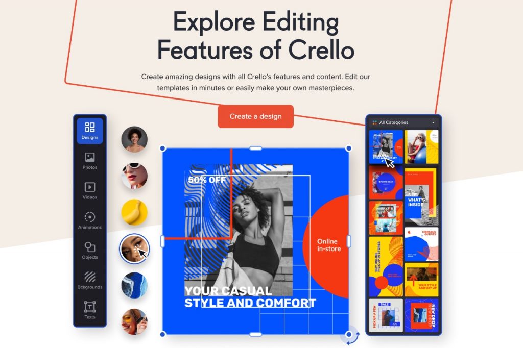 Crello editing features