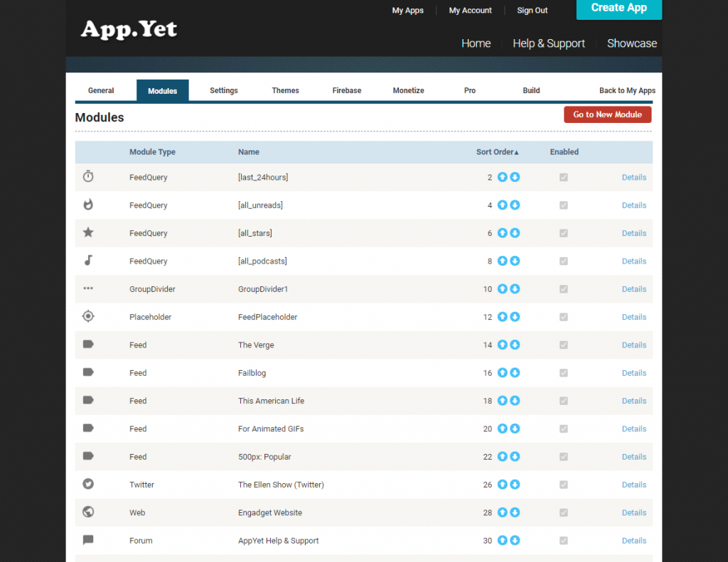 AppYet select and setup modules