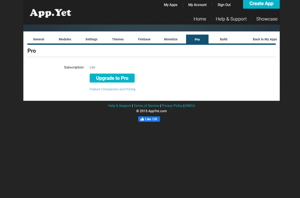 AppYet upgrade to pro