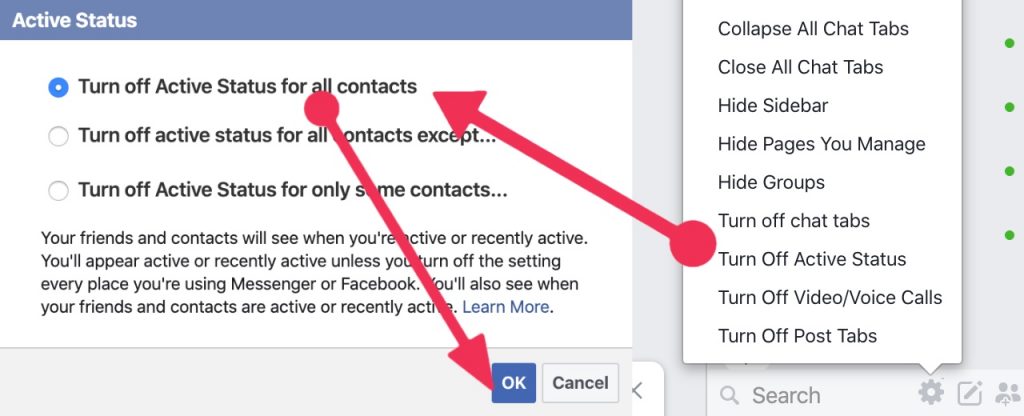 Turn off active status on Facebook