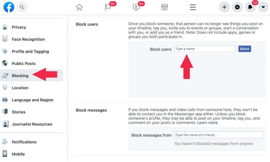 Blocking someone on Facebook