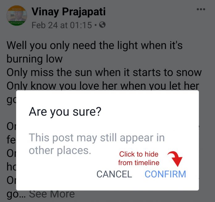 How to Hide Posts on Facebook using Hide from Timeline Option? TechPrevue