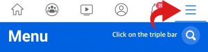 انقر فوق الشريط الثلاثي لتطبيق Facebook