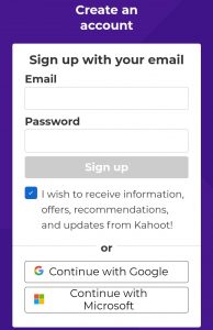 Kahoot create an account