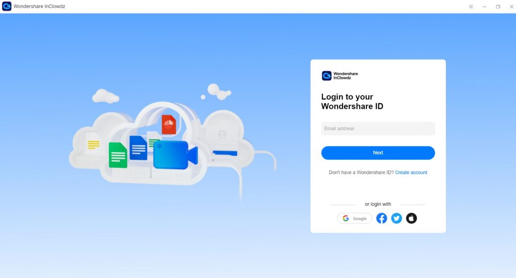 Wondershare InClowdz Login