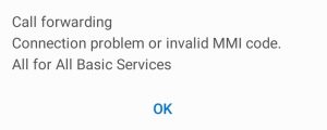 Call forwarding invalid MMI code