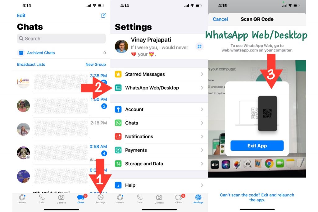 Login WhatsApp web or desktop using iPhone