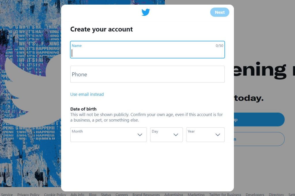 Create a Twitter account