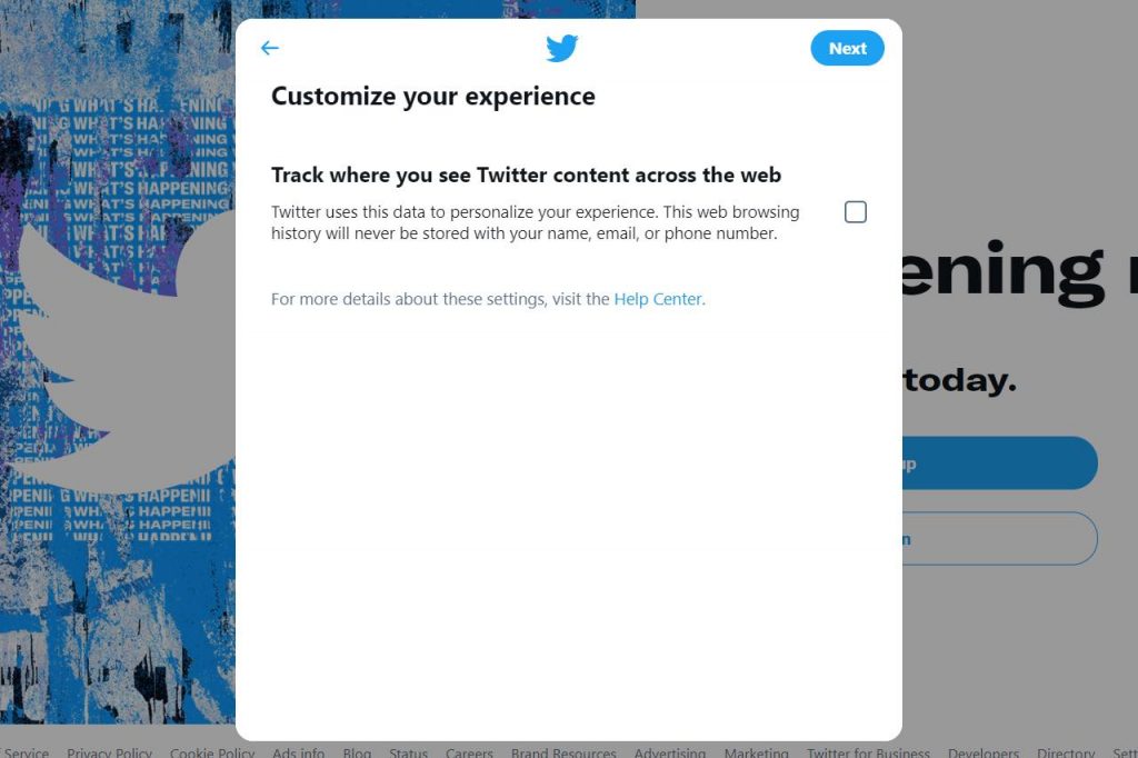 Twitter customize your experience