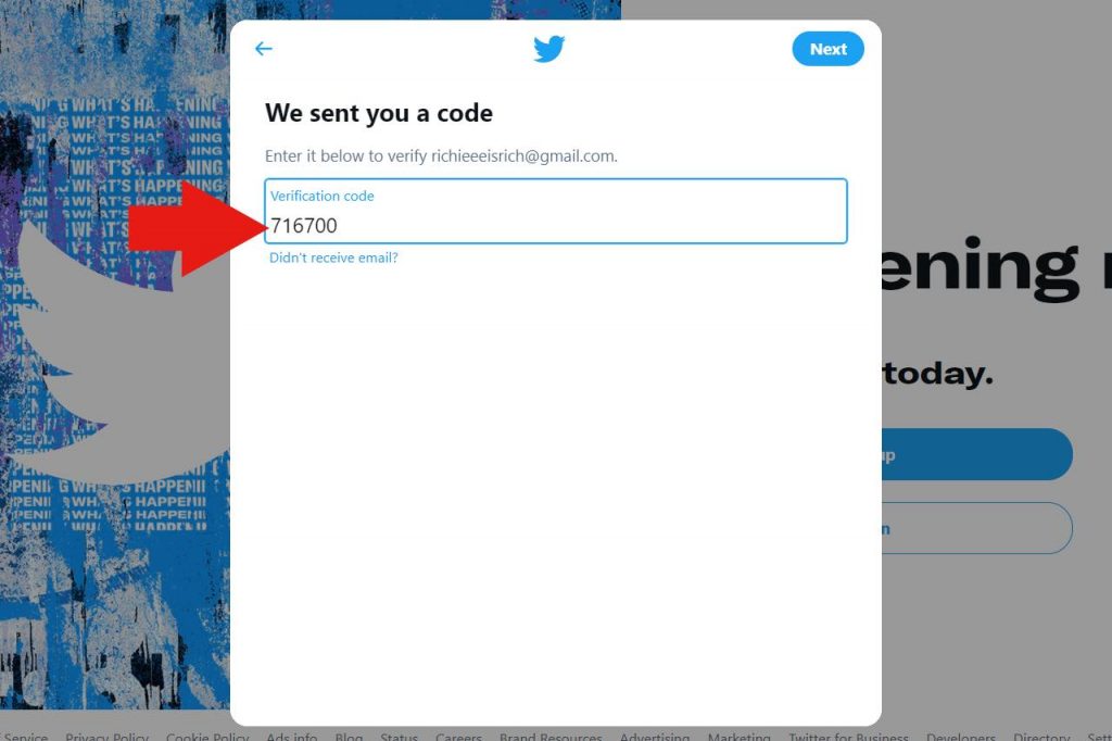 Twitter email verification