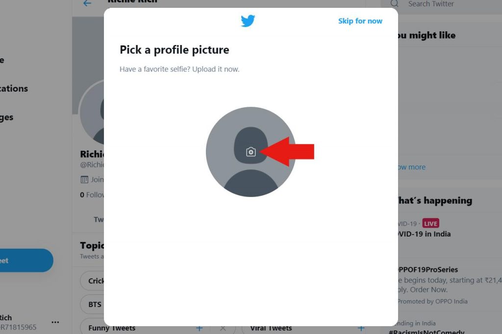 Twitter pick a profile picture