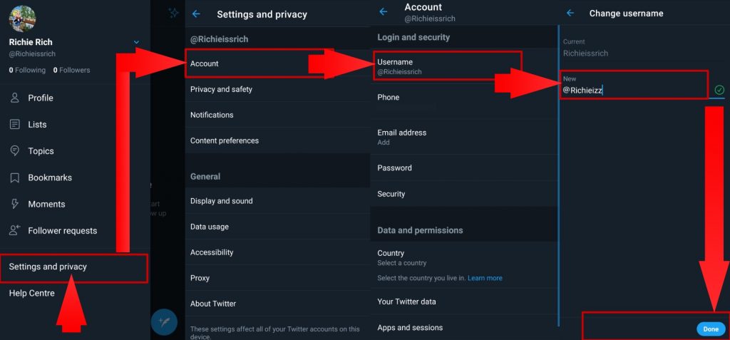 How to change Twitter handle on Android phone