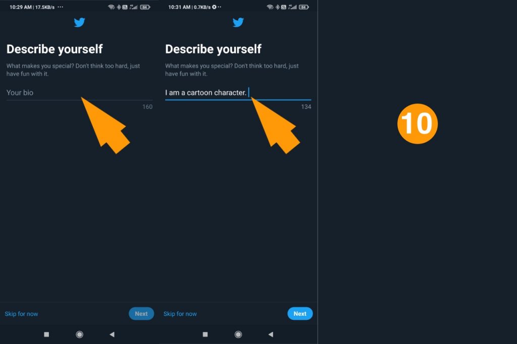 Write a Twitter bio step 10