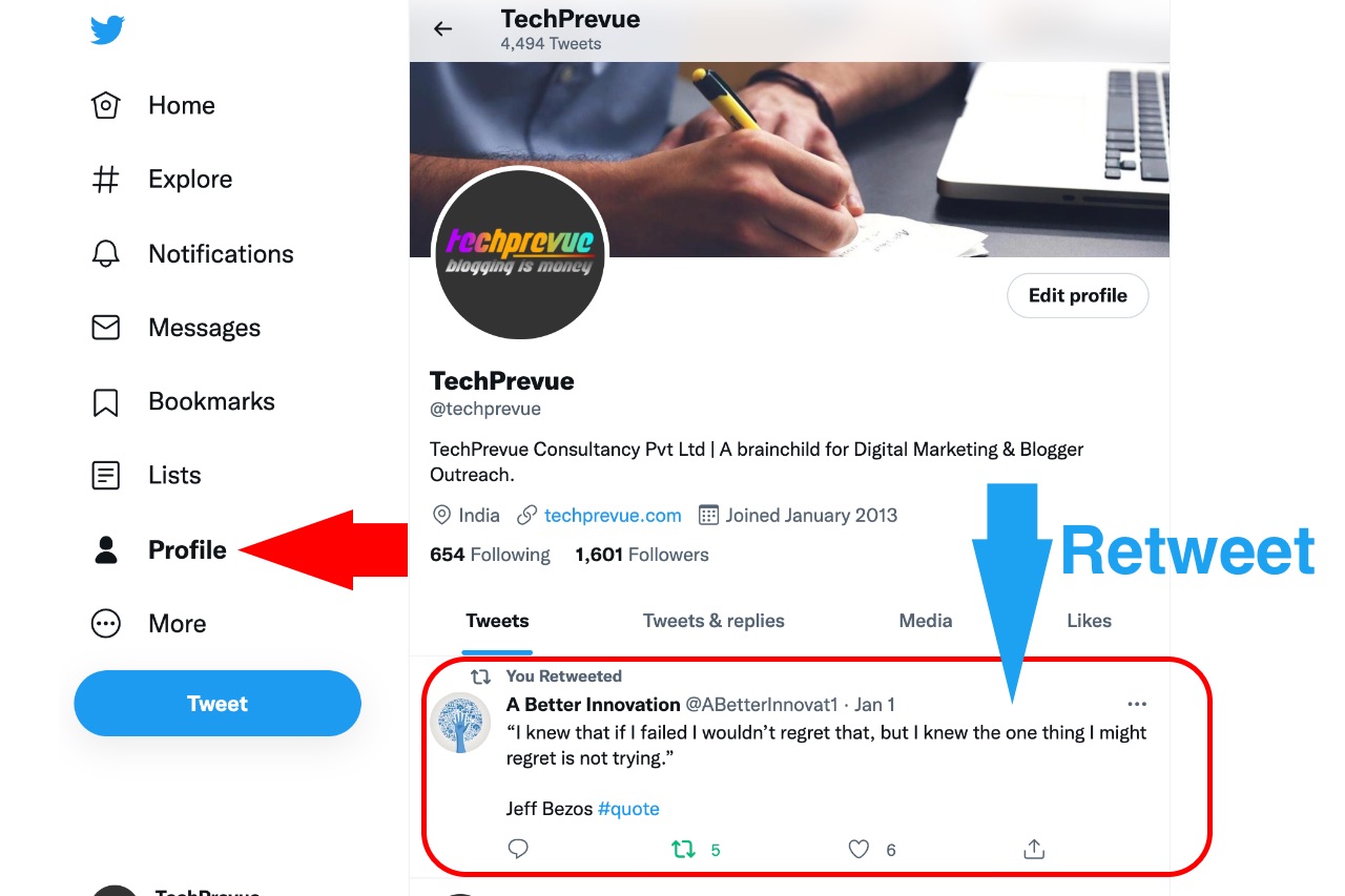 How to delete a retweet profile section