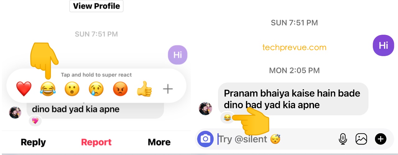 How to react to messages on Instagram with emojis