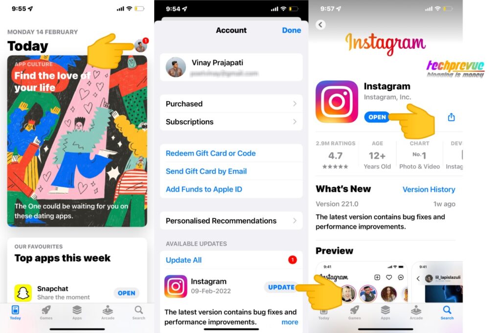 Steps to update Instagram on iPhone