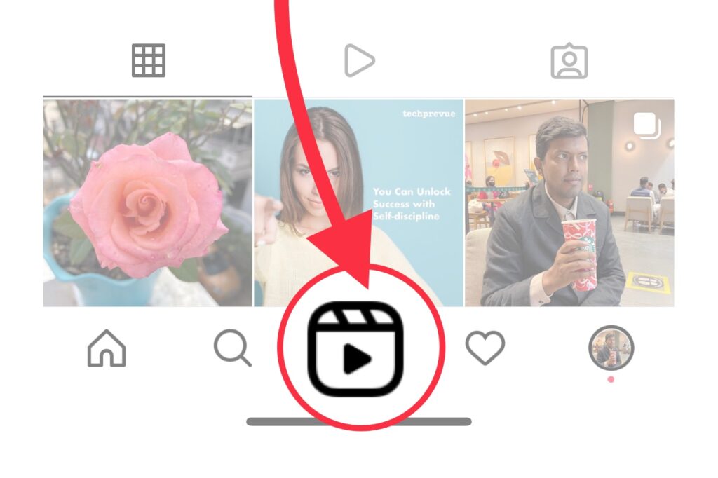 Instagram reel icon in the navigation bar