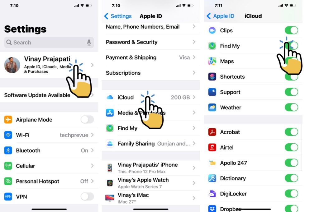 Enable Find My within iCloud