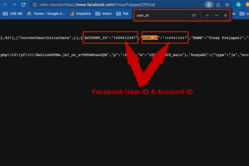 Find the Facebook User ID and Account ID