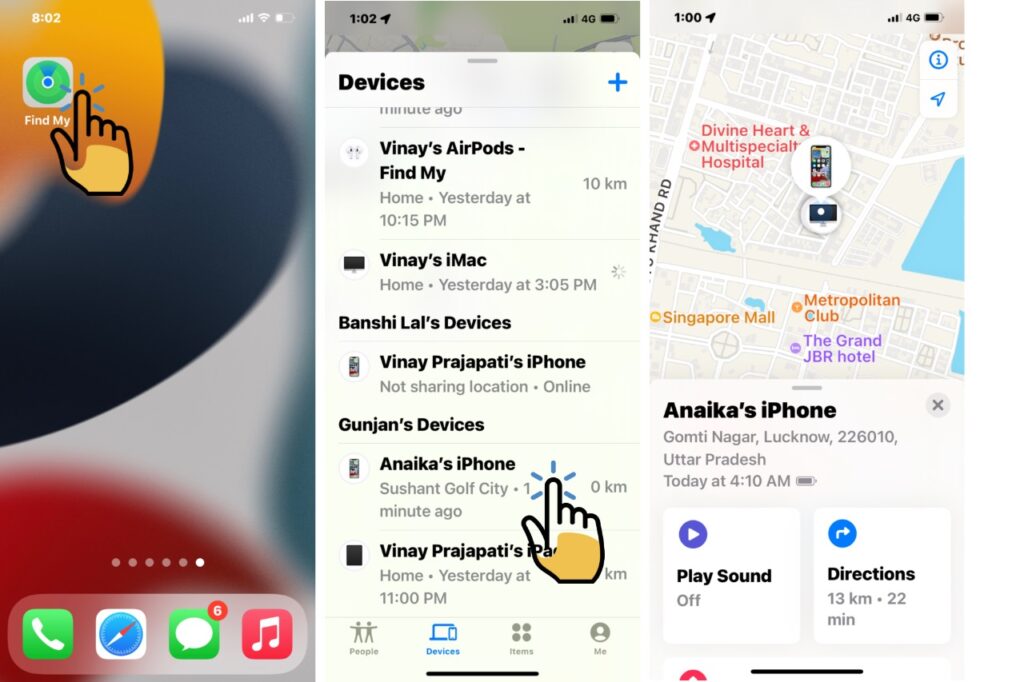 Open Find My to track your daughter's iPhone location