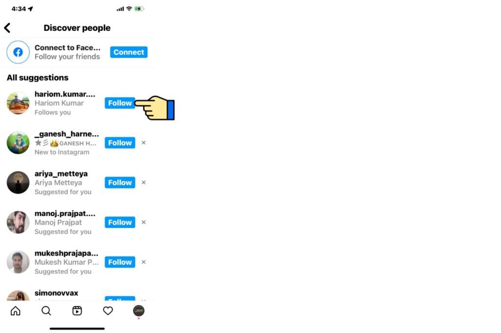 Instagram discover people suggestions