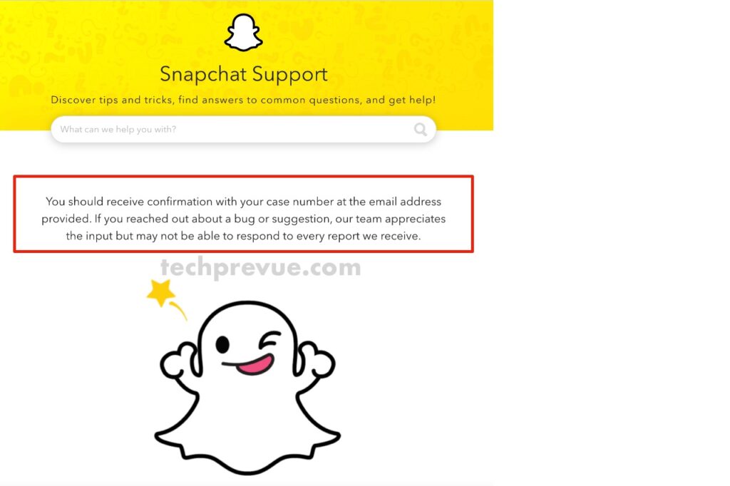 Snapchat support message