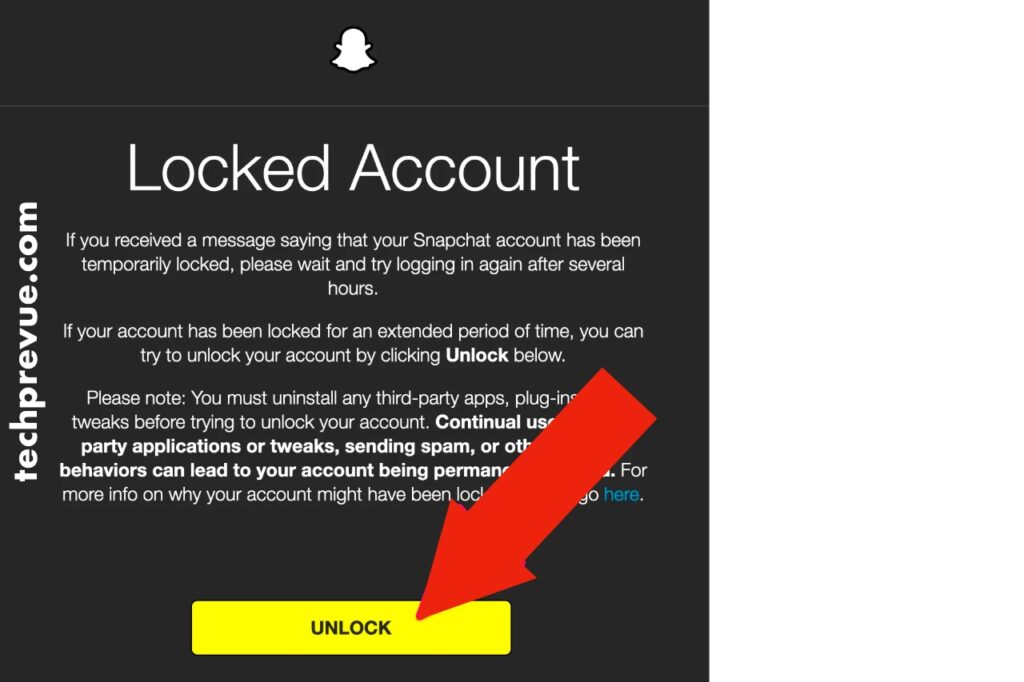 Snapchat unlock account