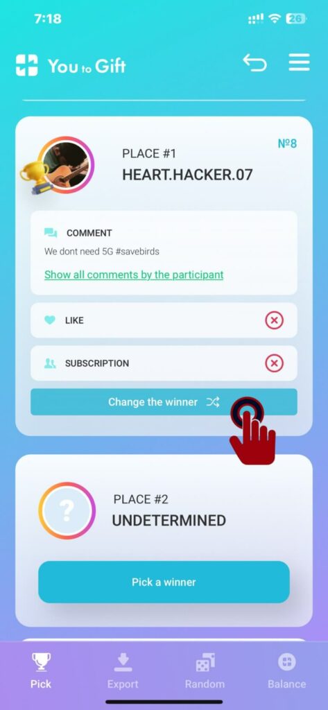 Step 14 YTG change the winner